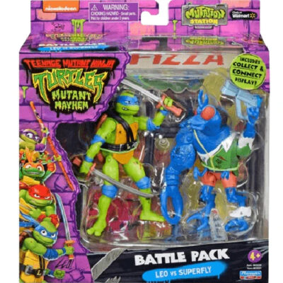 Las tortugas ninja pack 2 figuras leonardo vs superfly 10 cm